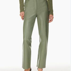 NWT Aritzia Wilfred Melina High-Waisted Vegan Leather Pant in Bitter Sage